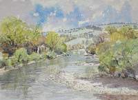 Painting of the River usk at Brecon