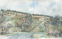 Painting of Coronation Terrace, Senghenydd, Caerphilly