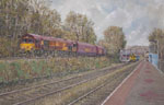 EWS 66066 coal train passing through Ystrad Mynach.