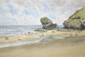 painting of llangrannog beach