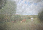 Painting of Looking towards Cefn-Hengoed from Gelli Haf Isaf Farm.