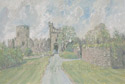 Oil painting of Manorbier Castle, West Wales