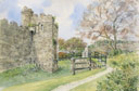 Painting of Manorbier Castle, West Wales