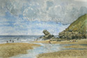 Painting of llangrannog beach
