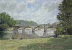 Painting of the bridge at Builth Wells title=