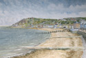 Watercolour painting of Aberystwyth beach