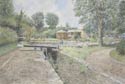 painting of Fouteen locks, High Cross, Newport