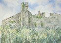 Painting of Manorbier Castle, West Wales