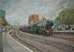 Painting of The Flying Scotsman at Newport Station