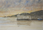 Watercolour painting of Saundersfoot harbour, West Wales