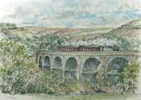 Train passing over Bargoed viaduct