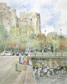 Pembroke Castle, feeding the swans, West Wales