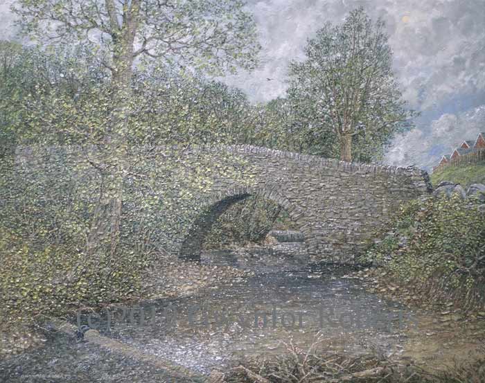 Oil painting of the boys pond, near Cefn-hengoed