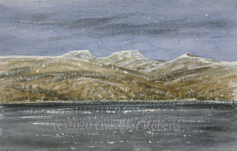The Brecon Beacons from Pontsticill reservoir.