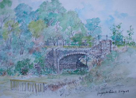 A dis-used railway bridge between Tredomen and Nelson