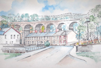 Painting of Bridge Street, Bargoed