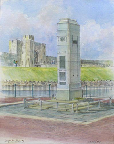 Painting of the Cenotaph at Caerphilly