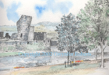 leaning tower - Caerphilly castle