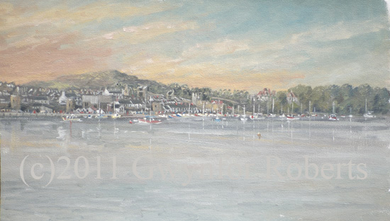 Paintings of North Wales. Conwy Castle and Town