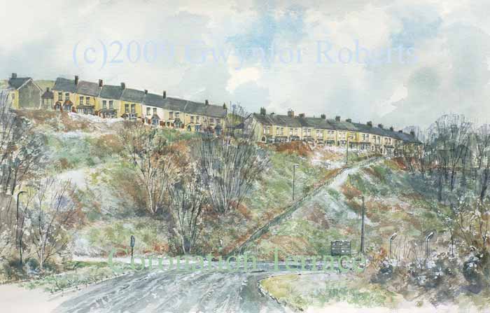 Painting of Coronation Terrace, Senghenydd