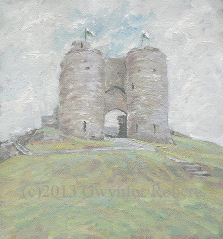 Oil painting of Criccieth Castle,North Wales by Welsh artist Gwynfor Roberts