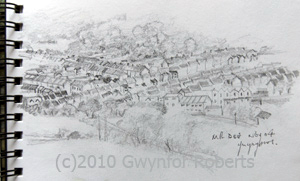 Painting of Ynysybwl, Rhondda Cynon Taf, South Wales