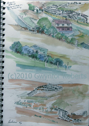 sketches for Pentwyn and Fochriw oil painting