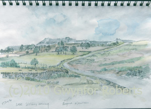 Sketch for painting above - Gelligaer mountain