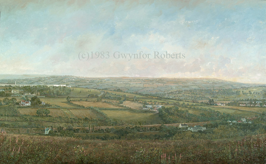 Painting of Mynyddislwyn from Cefn-Hengoed