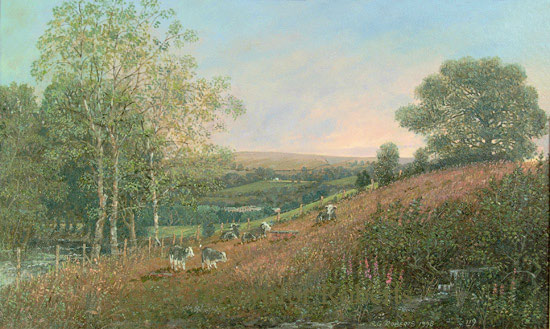 Landscape paintings of Wales. Meadows alongside Pengam Road, Ystrad Mynach