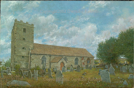 Painting of Saint Tudor's Parish Church, Mynyddislwyn