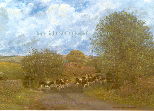 Oil painting of Wern Isaf Farm, Ystrad Mynach