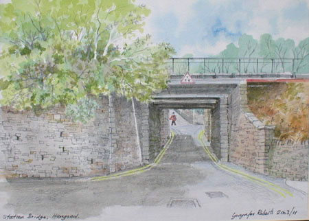Painting of Station Bridge, Kingshill, Hengoed. South Wales
