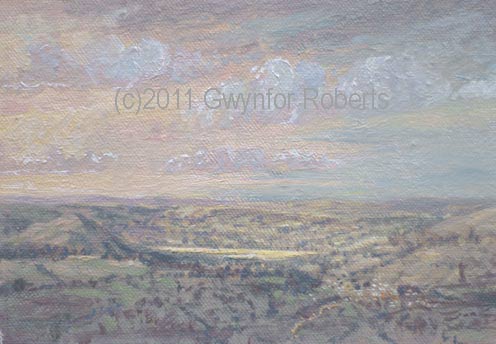 paintings of Wales. Looking towards Llangorse Lake, Brecon