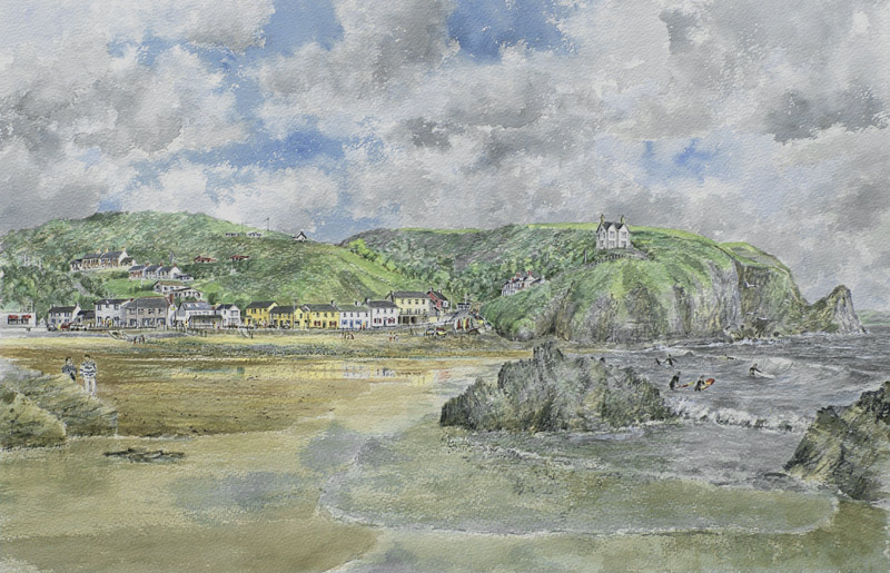Painting of Llangrannog, West Wales