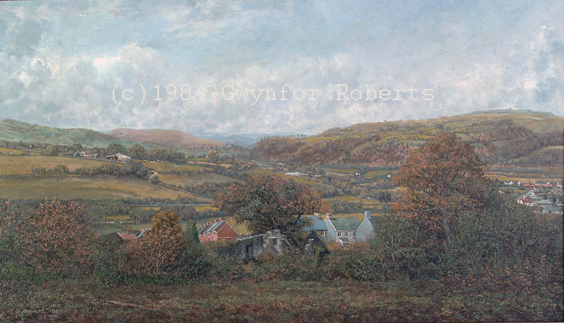 Paintings of Wales - Looking towards Caerphilly from Hengoed