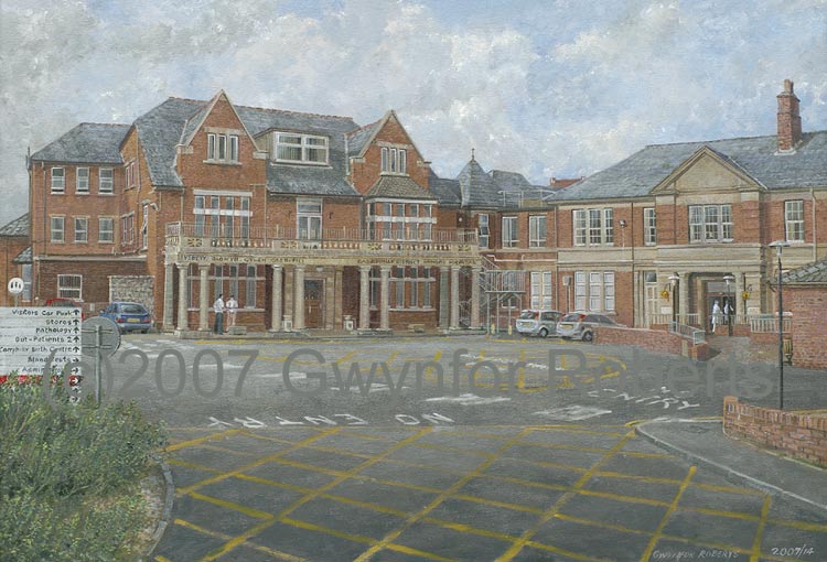 Painting of Caerphilly Miners' hospital