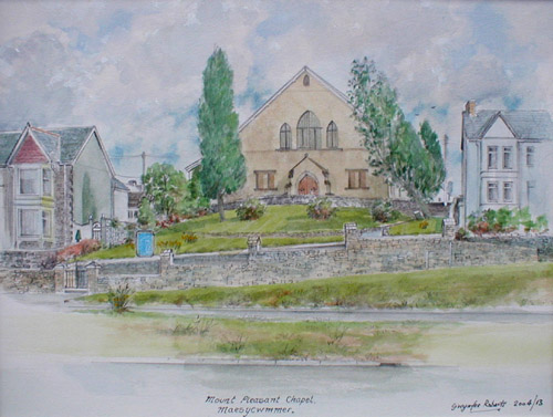 Painting of Mount Pleasant Church, Maesycwmmer