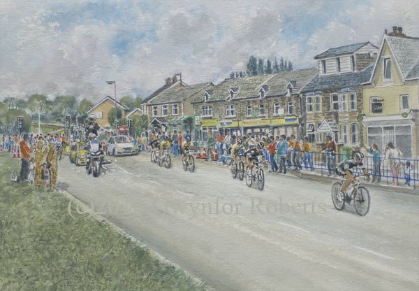 Painting of 2015 Velothon through Maesycwmmer