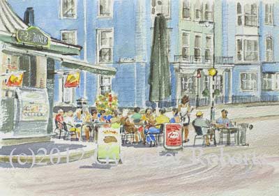 Paintings of Aberystwyth-Dining on the promenade