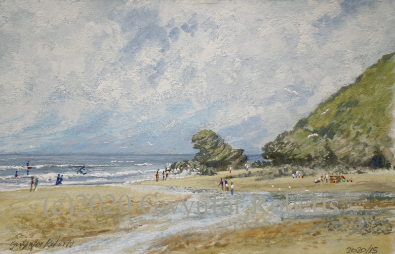 Painting of Llangrannog beach, West Wales