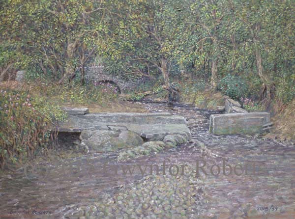 Oil painting of the boys pond, near Cefn-hengoed