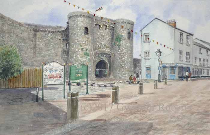 Painting of Carmarthen Castle, Welsh Artist Gwynfor Roberts