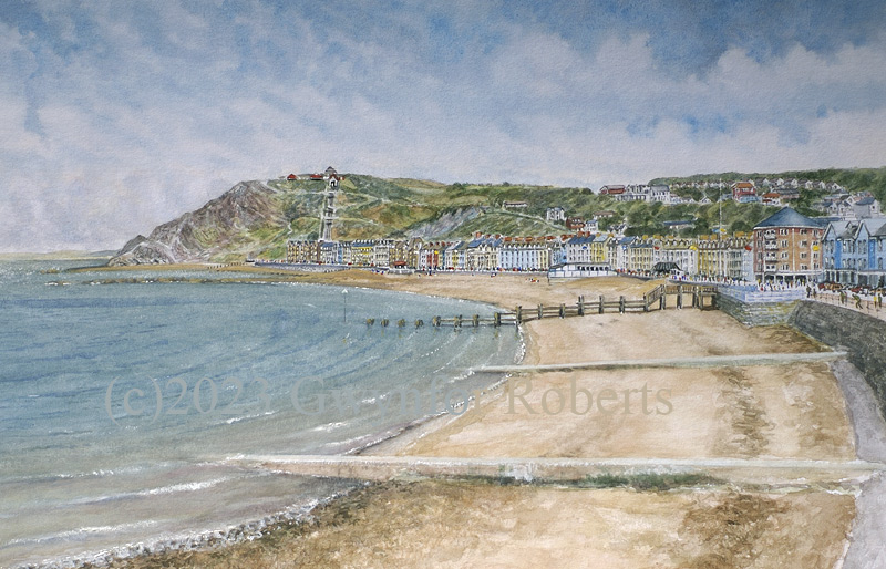 Painting of Aberystwyth waterfront from the Royal Pier