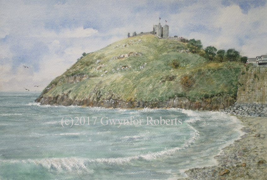 Painting of Criccieth Castle from the quay