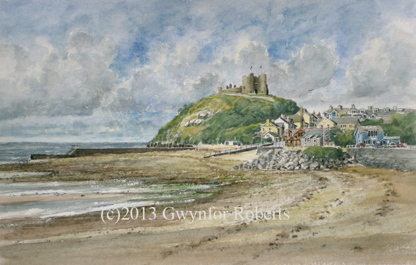This watercolour painting shows Criccieth Castle, North Wales