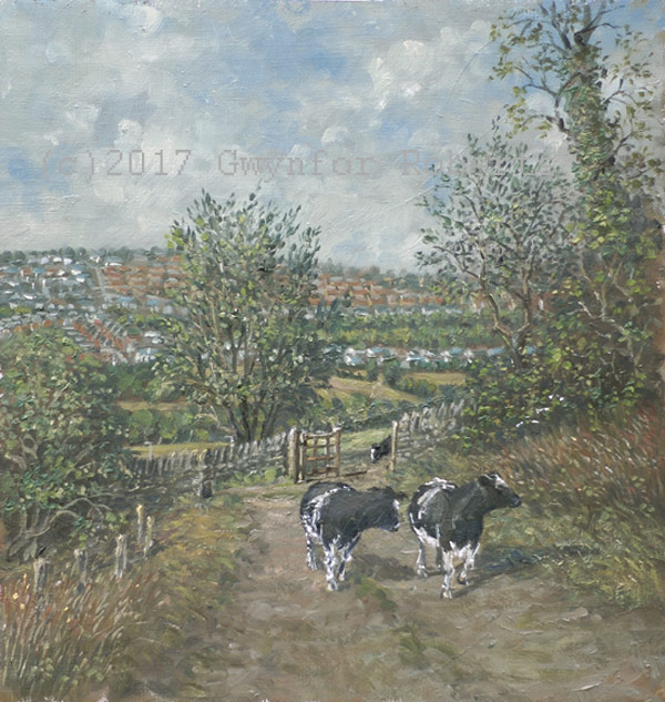painting-of-cwmdu-lane-maesycwmmer