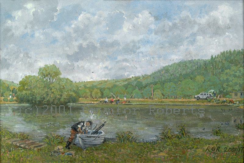 Paintings of Wales. Ffrwdd farm trout fishery,Llanbradach