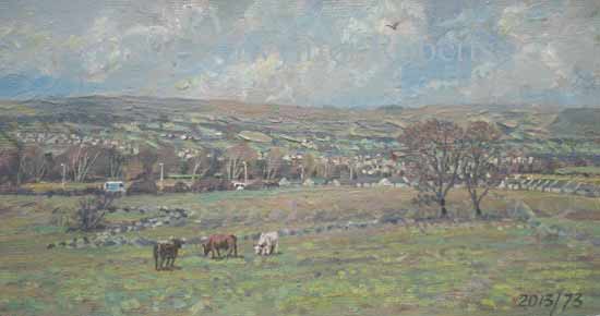 Painting of fields near Nelson.