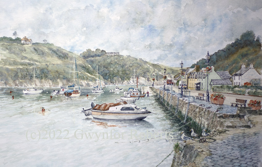 watercolour painting of Fishguard, West Wales